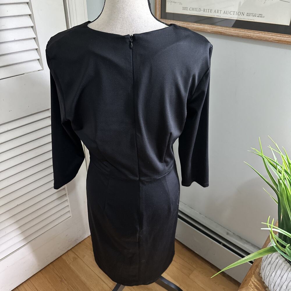J McLaughlin Dress Womens Large Black Sheath 3/4 Sleeve Classic Quiet Luxury - Picture 5 of 11